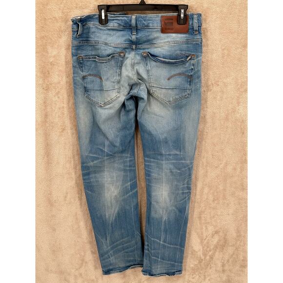 G-Star Raw Jeans Mens 32x32 3301 Straight Medium Wash Denim Stretch Button Fly - Picture 4 of 16
